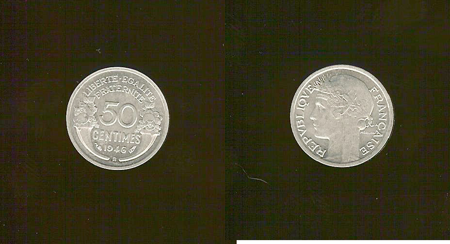 50 centimes Morlon, légère 1946 Beaumont-le-Roger FDC